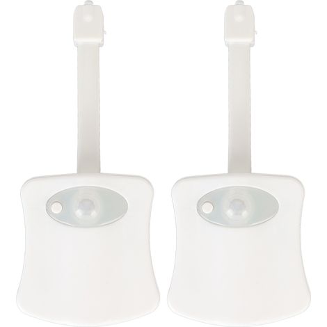 Lot lumineux WC 2 pièces 16 couleurs LED capteur mouvement piles, éclairage nocturne de toilettes pour salle de bain (1/5)