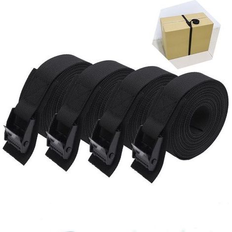 4pcs,Sangle d'arrimage Courte, rembourrée,25cm, 1m,Boucle de Serrage,noir (1/4)