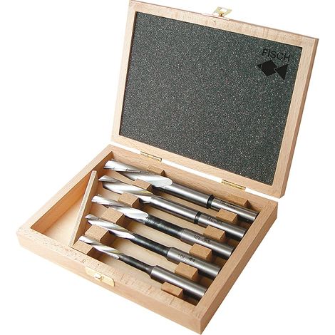 FISCH 02480005LK - Set di 5 punte per trapano a foro lungo, modello ritorto, a sinistra