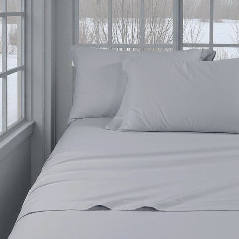 Completo Lenzuolo Invernale Flanella Tinta Unita Grigio – 100% Cotone Felpato, Anti-Pilling, Caldo & Morbido, Made in Italy 1 piazza e mezza