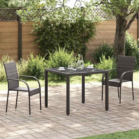 Chaises de Jardin Empilables en Résine Tressée et Acier Marron pour Extérieur - Lot de 2 - PANGIVO (1/5)