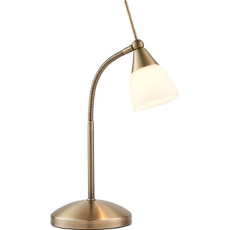 Endon Range - Lampe de table en laiton antique, verre blanc, G9 (1/5)