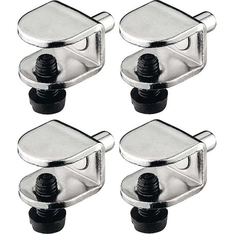 Lot de 4 taquets en acier pour tablette verre 8mm à 9mm – Vis de sécurité – Support pour placard meuble étagère armoire (1/2)