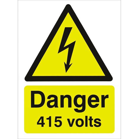 Panneau de danger, avec pictogramme : Danger Electricité " Danger 415 Volts " ( Prix pour 1 )