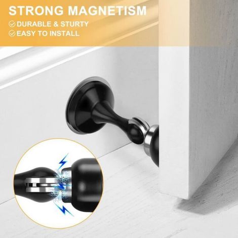 - Lot de 2 butées de porte magnétiques en acier inoxydable pour montage mural et au sol, maintien de la porte ouverte, sans p (1/5)