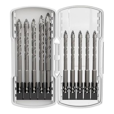 Set di 10 punte per trapano per piastrelle CSOOM - Per porcellana, ceramica, piastrelle, cemento, muri in mattoni, vetro (1/5)