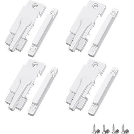 Lot de 4 Verrous de Châssis de FenêTre, Loquets de FenêTre Verrous de Châssis de Remplacement Blancs pour FenêTre Coulissante Horizontale (1/5)
