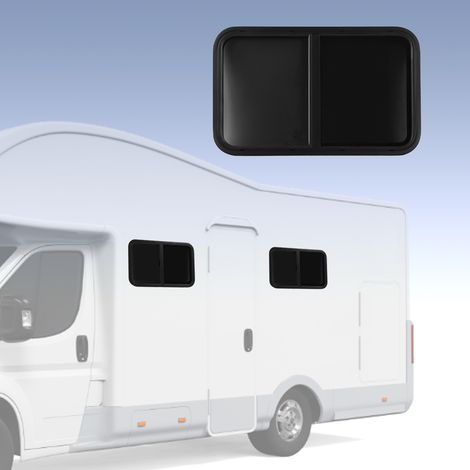 T01) Schiebefenster mit abgerundeten Ecken aus Aluminiumlegierung, 800 mm x 500 mm, wasserdicht, UV-beständig, mit Moskitonetz, geeignet für Wohnmobile, Freizeitfahrzeuge und Baumaschinen (TFC00018).  (1/5)