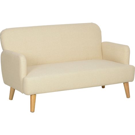 Canapé Moderne 2 Places Effet Velours Épais 140x74x79cm, Couleur Crème, Style Élégant et Confort Optimal