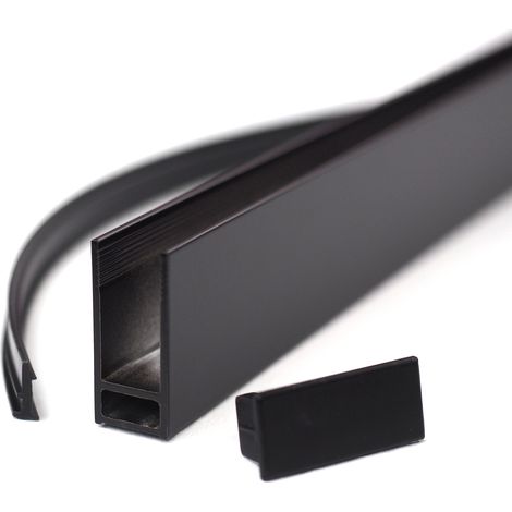 Wandanschlussprofil für Dusche Duschabtrennung Glaswand 10 mm aus Aluminium schwarz matt Länge 200 cm (1/4)
