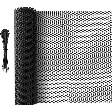 Clôture en Maille Plastique Noir 15 m x 40 cm Filet Polyvalent pour Protection des Arbres Barrière pour Chats Chiens Lapins Plantes (1/4)