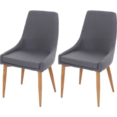 Set 2x sedie imbottite HHG-195 II design retro anni 50 metallo tessuto grigio scuro