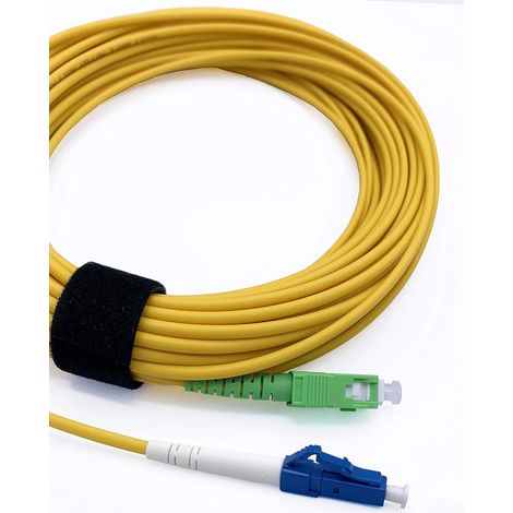 Elfcam® - Cable a Fibre Optique SC/APC a LC/UPC Monomode Simplex, 9/125 um Jarretiere Optique LSZH (15M)