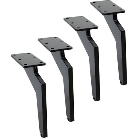 ALLIANDISPieds de meubles de cuisine à monter soi-même, adaptés aux tables basses, armoires, lits, canapés, etc., en métal noir robuste, silencieux et antidérapants, lot de 4. (1/4)