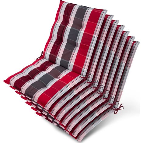 7x Niederlehner Sun-NL Auflage 100x50x8cm Rot-Anthrazit-Gestreift