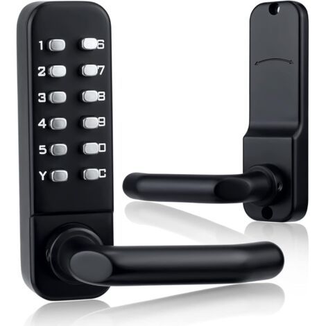QORVA-Serrure de porte d'entrée mécanique sans clé – Clavier étanche 12 boutons – Acier inoxydable – Épaisseur de porte 35 à 65 mm