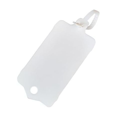 Packung mit 100 wiederverwendbaren, unbedruckten Kunststoffetiketten – 3,7 x 6,3 cm – Gezahnter Verschlussstreifen mit großem Kunststoffetikett – Wasserfest – Zum Beschriften (weiß, 100 Stück) (1/5)