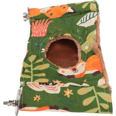 Nid d'oiseau suspendu en hamac, double couche de peluche chaude, réduit l'anxiété, lit en peluche pour cage à oiseaux pour perroquets, vert (1/5)