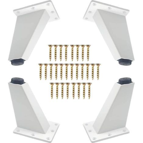 4 Pièces Pieds de Meubles,Pieds de Meubles Obliques en Métal en Aluminium,Remplacement de Jambes de Canapé pour Armoire Canapé Commode de Table, Vis de Montage Incluses,Blanche, 80 mm (1/4)