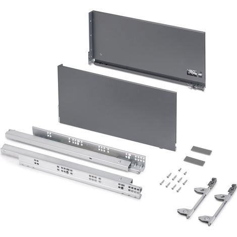 Emuca Cassetto esterno Vertex 60kg, altezza 242 mm, profondità 500 mm, Acciaio, Grigio antracite (1/4)