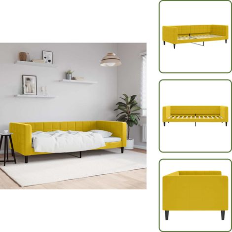 The Living Store Sofá cama sin colchón terciopelo amarillo 90x200 cm - Sofá cama 2 en 1