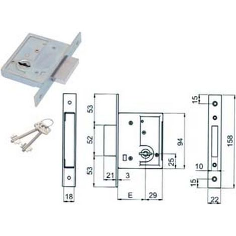 1PZ SERRATURA DA INFILARE DOPPIA MAPPA 4000 - mm.60 (04000 60 2C CI ZB)