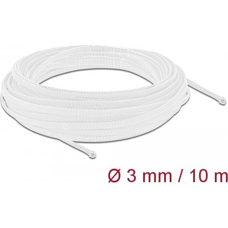Delock Funda trenzada estirable 10 m x 3 mm, color blanco