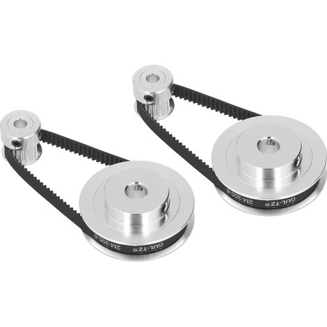 2 poulies GT2 en aluminium 60 et 20 dents avec courroies synchrones 200x6 mm pour imprimante 3D CNC (1/5)