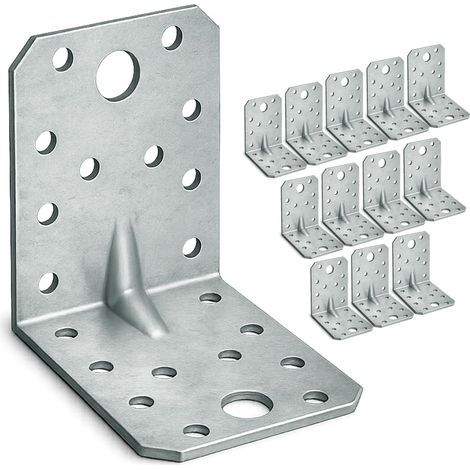12 x Equerre d'assemblage renforcée (70 x 70 x 55 x 1.5) Equerre de Fixation Angle Droit Support en forme de L,Équerre Angle 90 Degrés en Acier,Équerre de Coin (1/5)