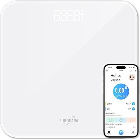 Bathroom Scales with Clear LED Display and Step-On 180 kg/400LB Digital Scales for Weight and BMI (White) (1/5)