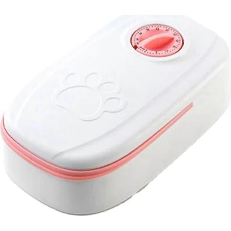 Distributeur automatique de croquettes pour animaux, rose, avec mangeoire amovible et minuterie (1/4)