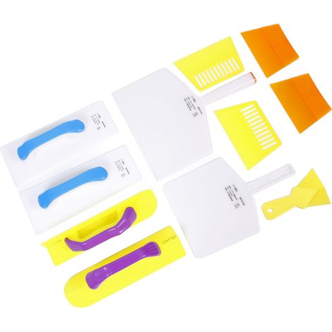 Ensemble de truelles à plâtre flexibles en plastique pour l'intérieur et l'extérieur, comprenant une truelle d'angle, un couteau à mastic et un grattoir pour la réparation des murs, fenêtres et carrel (1/5)
