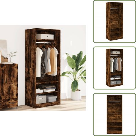 The Living Store Garde-robe chêne fumé 80x50x200 cm bois d'ingénierie - Armoire - Dressing - Meuble Rangement - Placard - Commode (1/5)
