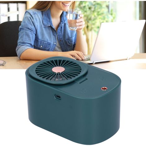 Ventilateur électrique pliable à 90° 2 en 1 avec humidificateur intégré pour la maison et le bureau - Bleu foncé (1/5)