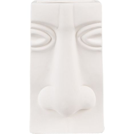 Vase Décoratif Design Visage Moderne en Céramique Blanche pour Salon et Bureau 15 x 9 x 25 cm - PANGIVO (1/5)