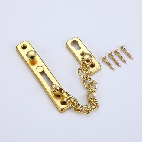 Chaîne de porte en acier inoxydable 304,entrebailleur de porte,securite porte d'entrée, chaine de porte d entree, chaine de sécurité, crochet pour entrebailleur une porte (doré)
