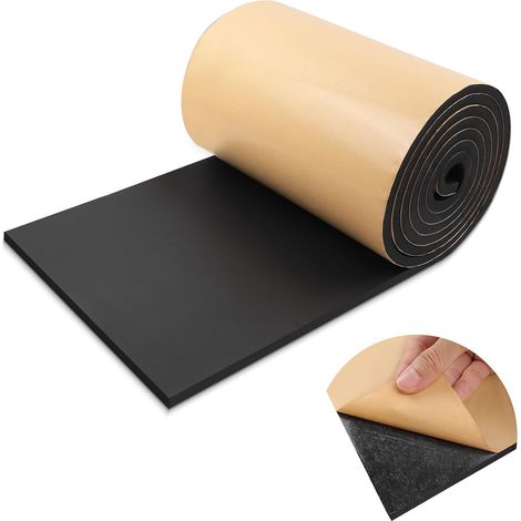 Multifunctional Self-Adhesive Foam Sheet Roll Anti Vibration Sound Insulation Mat (300mm×12mm×1.5m, Black) (1/5)