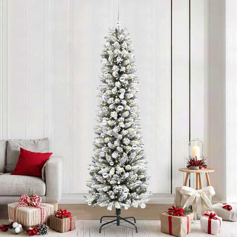 Künstlicher Weihnachtsbaum mit 300 LEDs mit Ständer Weiß 240 cm