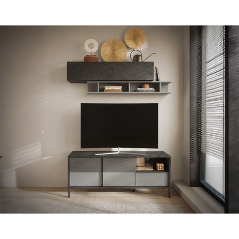Jules - meuble tv - 2 portes et 1 tiroir - 156 cm - gris (1/5)