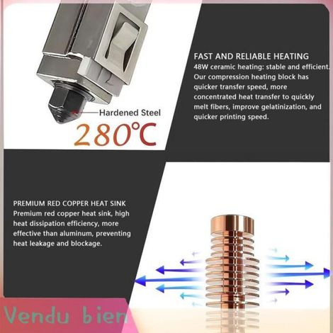 Buse Hotend en Céramique 48W 0.4mm pour Adventurer 5M 5M Pro, Kit de Buses de Bloc de Refroidissement Plus Grand (1/4)