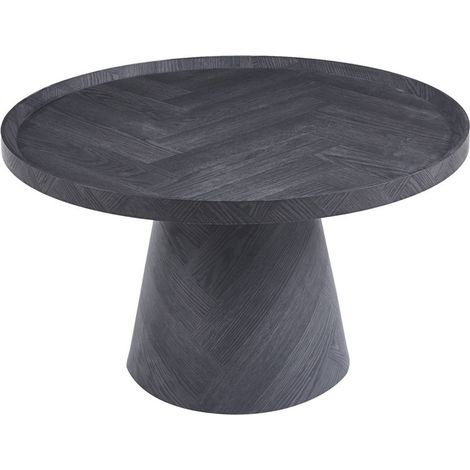 Runder Couchtisch aus der Kollektion CARVELA – Dunkelgraue Dekoration – Mit erhöhtem Rand – D80 x H47 cm