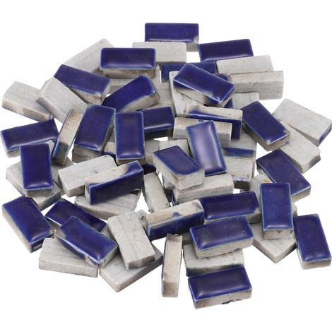 200g Carreaux De Mosaique En Ceramique Pour Artisanat En Vrac, Carreaux De Ceramique Rectangulaires Bleu Fonce Pour Kits De Mosaique Pierre De Jardin Dessous De Verre (1/5)