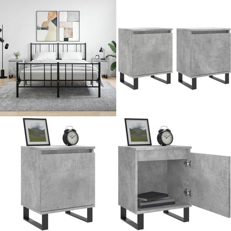 Tables de chevet 2 pcs gris béton 40x30x50 cm bois d'ingénierie - Table De Chevet - Meuble De Chambre - Table De Nuit - Table D'appoint - Mobilier Moderne - Home & Living (1/5)