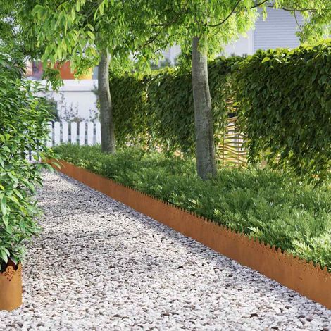 vidaXL Bordure per prato 30 pz 103 x 0,05 x 22 cm Ruggine