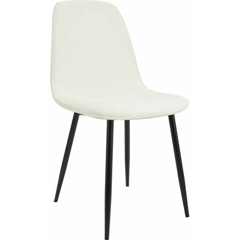 Sedia da pranzo da cucina dal design moderno x1 in tessuto color crema con struttura in metallo nero 100007159