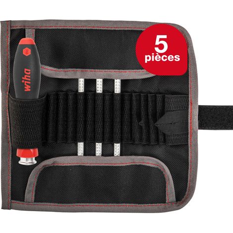 Wiha Jeu de tournevis avec lames interchangeables SYSTEM 4 Fente, Phillips, 5 pcs y compris une trousse pliable (00613) (1/5)