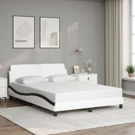Bettgestell "Dover" Weiß und Schwarz 140x200 cm Kunstleder