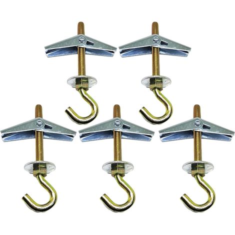 Chevilles à Ressort M6 avec Crochets Basculants pour Plafond - Support pour Plantes Suspendues en Placoplâtre, Lot de 5 (1/5)