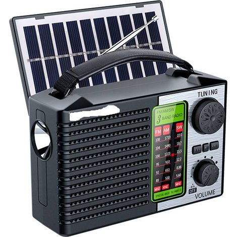 Radio portable AM FM SW avec lampe de poche et haut-parleur BT Radio d'urgence pour le camping en plein air et les urgences (1/4)