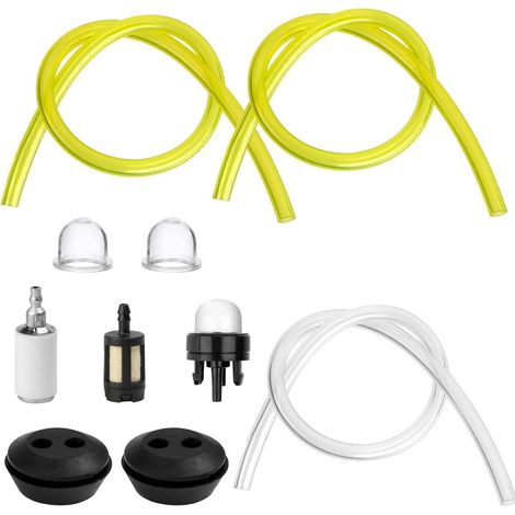 Kit Durite Essence Debroussailleuse, Lot de 3 Tuyaux de Carburant Universels, avec 2 Filtre et 2 Ampoules d’Apprêt, 4 Pompes D'amorçage pour Debroussailleuse Tondeuse Souffleur Tronçonneuse (1/5)